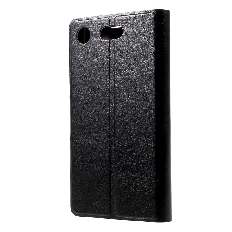 Crazy Horse Stand Card Slot Leather Phone Case for Sony Xperia XZ1 Compact - Black-3