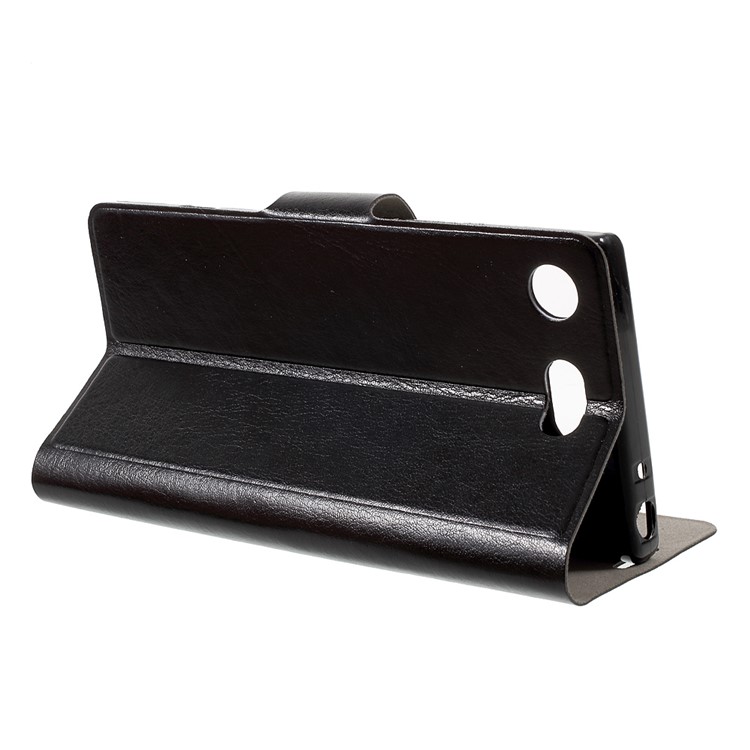 Crazy Horse Stand Card Slot Leather Phone Case for Sony Xperia XZ1 Compact - Black-4