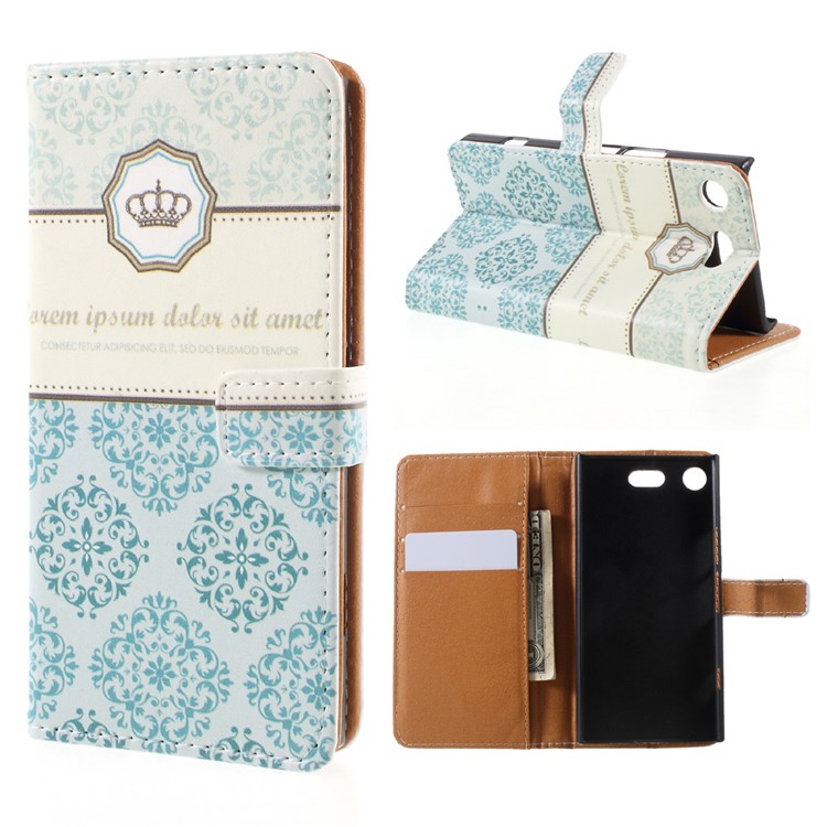 Pattern Printing Magnetic Leather Stand Case for Sony Xperia XZ1 Compact - Damask Flower-1