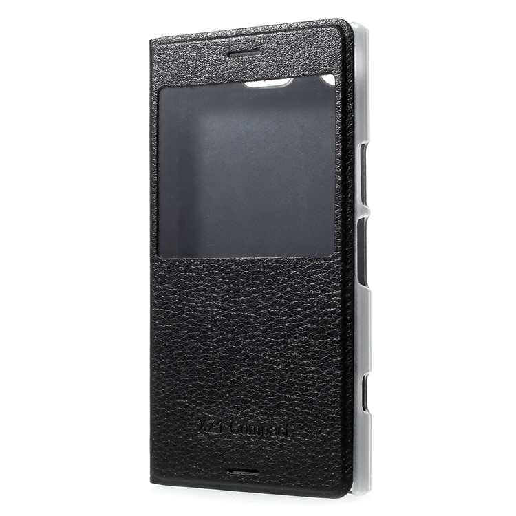 Litchi Textura Ver Caja de cuero de cuero para Sony Xperia XZ1 Compact - Negro-3