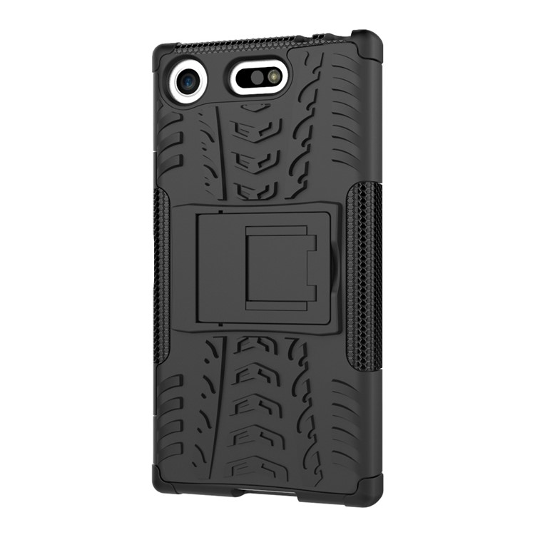 Patrón de neumático 2 en 1 Kickstand PC + TPU Hybrid Case para Sony Xperia XZ1 Compact - Negro-4