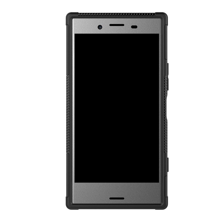Patrón de neumático 2 en 1 Kickstand PC + TPU Hybrid Case para Sony Xperia XZ1 Compact - Negro-5