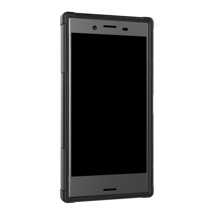 Patrón de neumático 2 en 1 Kickstand PC + TPU Hybrid Case para Sony Xperia XZ1 Compact - Negro-6