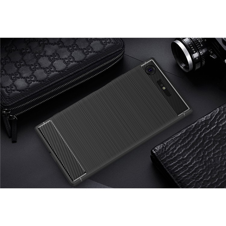 For Sony Xperia XZ1 Carbon Fiber Texture Brushed TPU Accessory Case - Black-10