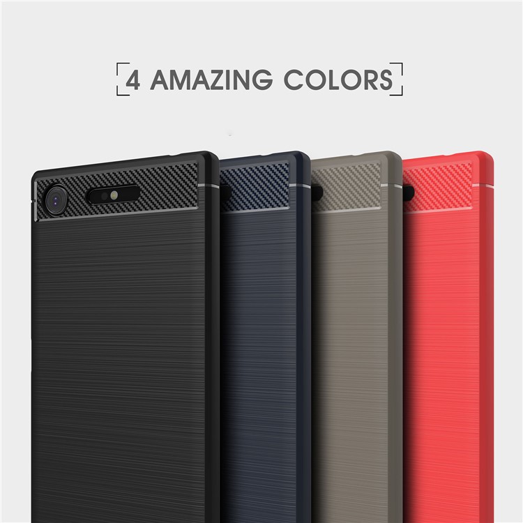 For Sony Xperia XZ1 Carbon Fiber Texture Brushed TPU Accessory Case - Black-11