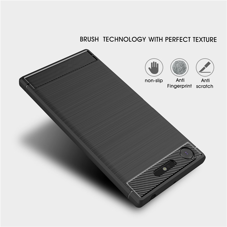 For Sony Xperia XZ1 Carbon Fiber Texture Brushed TPU Accessory Case - Black-3