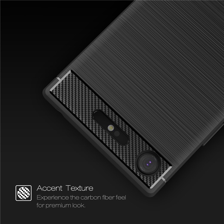 For Sony Xperia XZ1 Carbon Fiber Texture Brushed TPU Accessory Case - Black-4