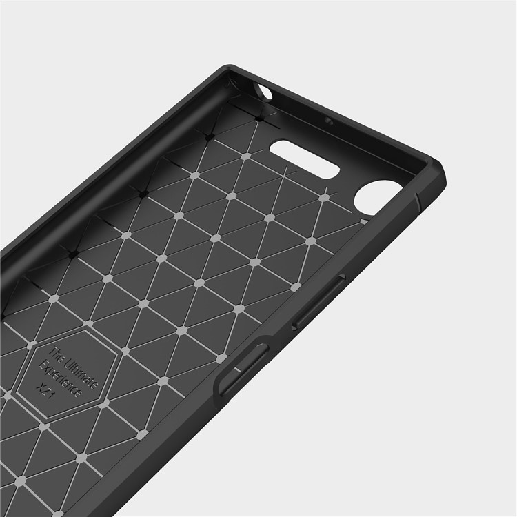 For Sony Xperia XZ1 Carbon Fiber Texture Brushed TPU Accessory Case - Black-5