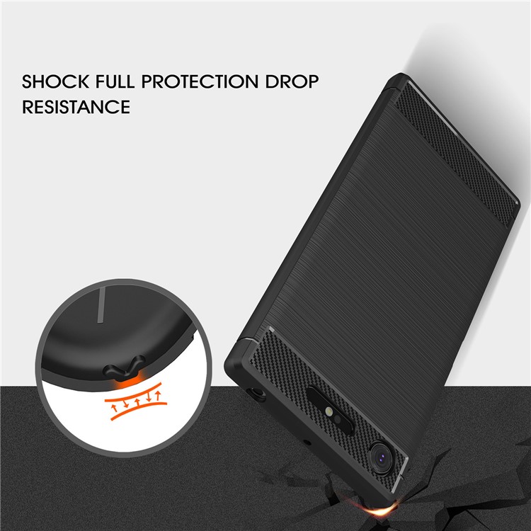 For Sony Xperia XZ1 Carbon Fiber Texture Brushed TPU Accessory Case - Black-6