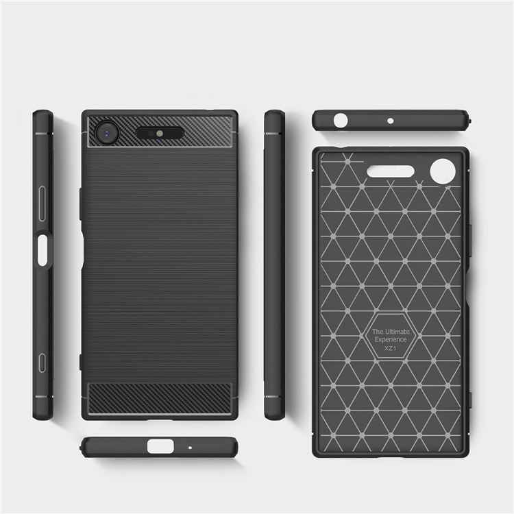For Sony Xperia XZ1 Carbon Fiber Texture Brushed TPU Accessory Case - Black-9