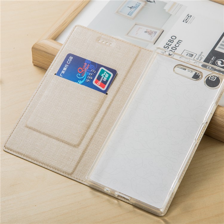 VILI DMX Leather Stand Card Slot Phone Case for Sony Xperia XZ1 - Gold-3