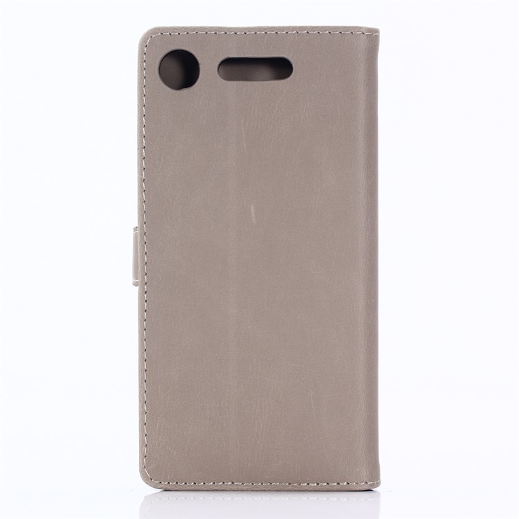 Retro Style Crazy Horse PU Leather Wallet Mobile Cover for Sony Xperia XZ1 - Grey-2