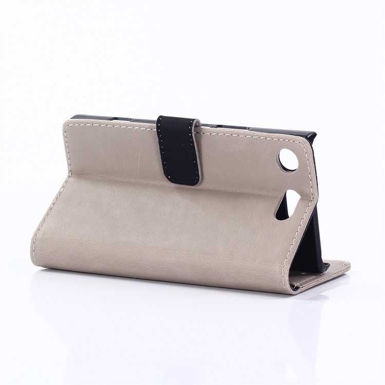 Retro Style Crazy Horse PU Leather Wallet Mobile Cover for Sony Xperia XZ1 - Grey-4