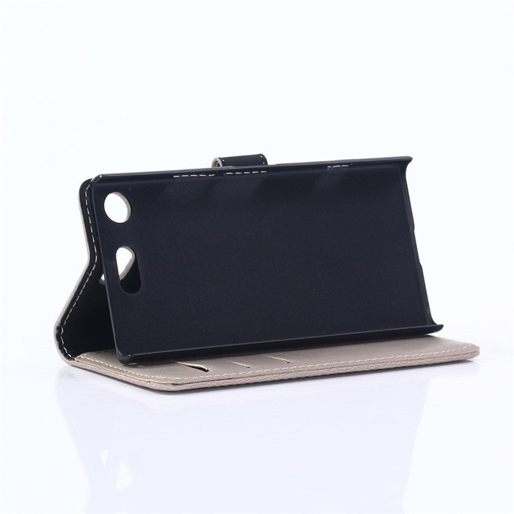 Retro Style Crazy Horse PU Leather Wallet Mobile Cover for Sony Xperia XZ1 - Grey-5