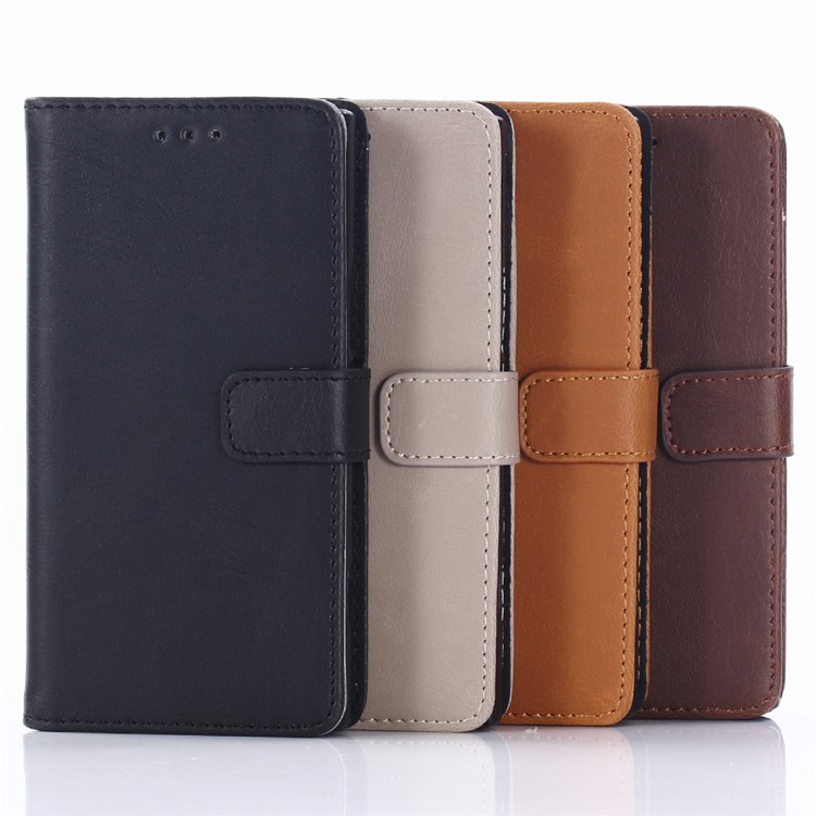 Retro Style Crazy Horse PU Leather Wallet Mobile Cover for Sony Xperia XZ1 - Grey-6