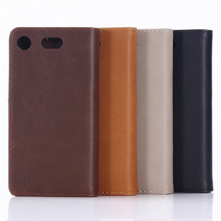 Retro Style Crazy Horse PU Leather Wallet Mobile Cover for Sony Xperia XZ1 - Grey-7