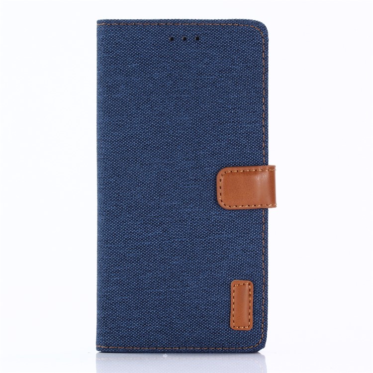 Casta de Couro Oxford Slots de Telefone Com Stand Para a Sony Xperia Xz1 - Azul Escuro