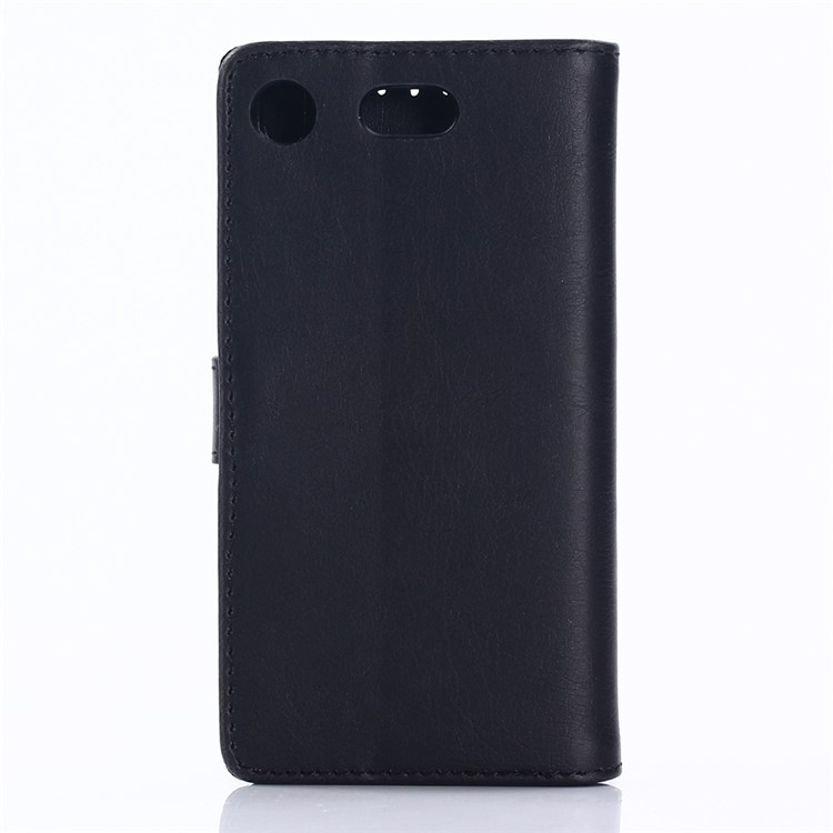 Retrostil-verrücktes Pferd PU-Ledergeldbörse Bewegliches Oberteil Für Sony Xperia XZ1 Vertrag - Schwarz-2