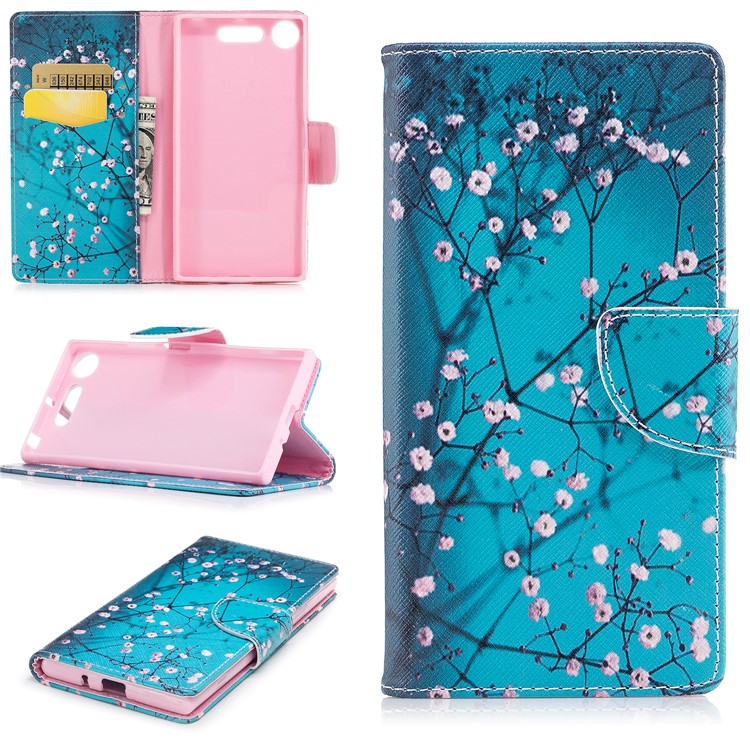 Patterned PU Leather Wallet Stand Protective Phone Cover for Sony Xperia XZ1 - Wintersweet-1