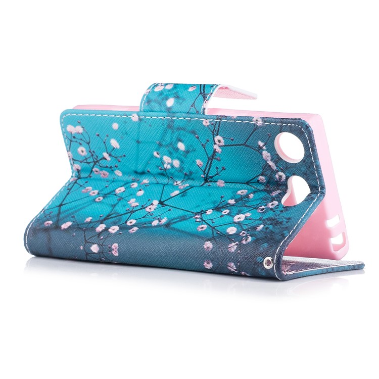 Patterned PU Leather Wallet Stand Protective Phone Shell for Sony Xperia XZ1 Compact - Wintersweet-4