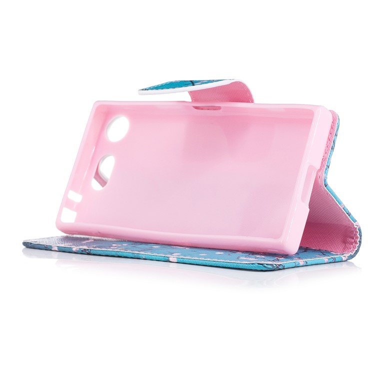 Patterned PU Leather Wallet Stand Protective Phone Shell for Sony Xperia XZ1 Compact - Wintersweet-5