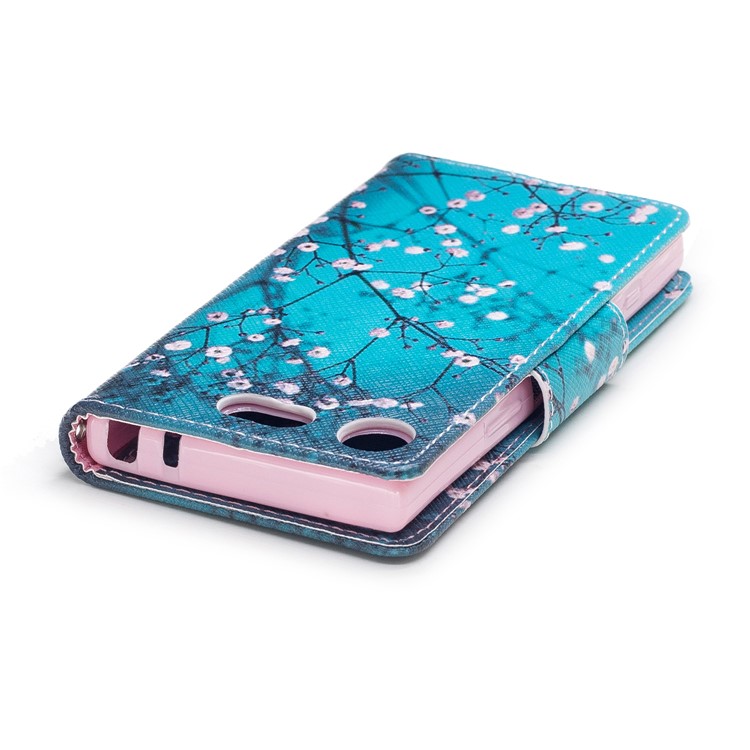 Patterned PU Leather Wallet Stand Protective Phone Shell for Sony Xperia XZ1 Compact - Wintersweet-7