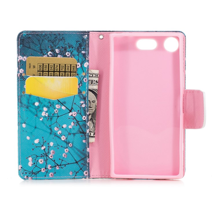 Patterned PU Leather Wallet Stand Protective Phone Shell for Sony Xperia XZ1 Compact - Wintersweet-8