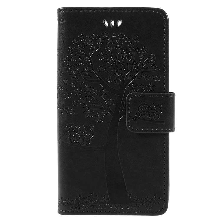 Imprint Tree Búho Cartera de cuero para Sony Xperia XZ1 Compact - Negro-2