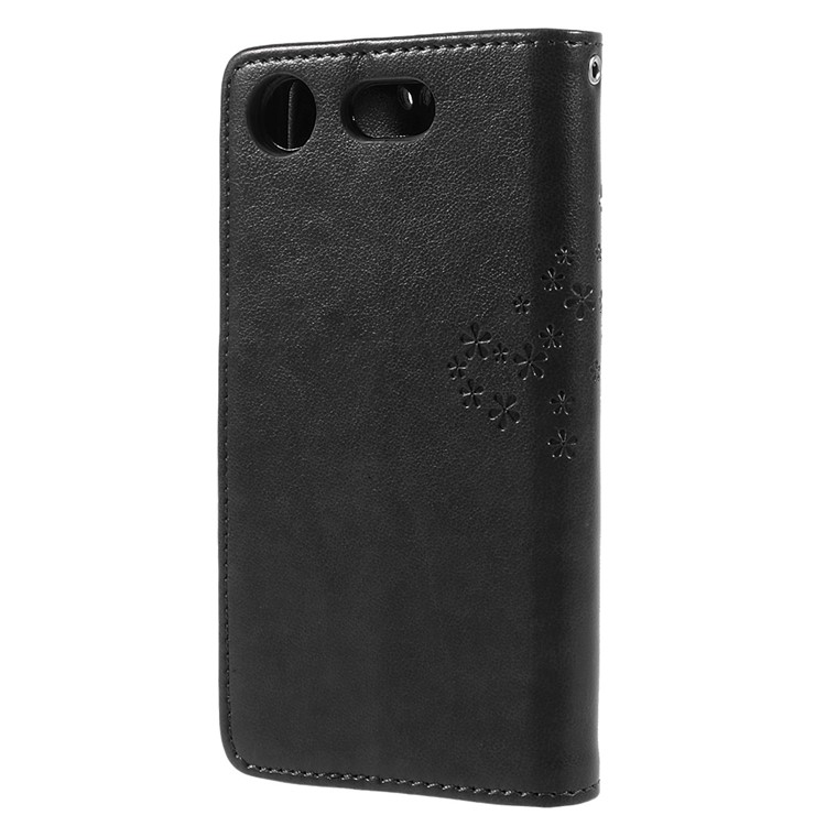 Imprint Tree Búho Cartera de cuero para Sony Xperia XZ1 Compact - Negro-3