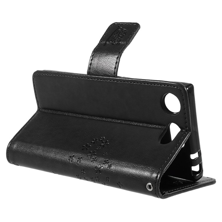 Imprint Tree Búho Cartera de cuero para Sony Xperia XZ1 Compact - Negro-5