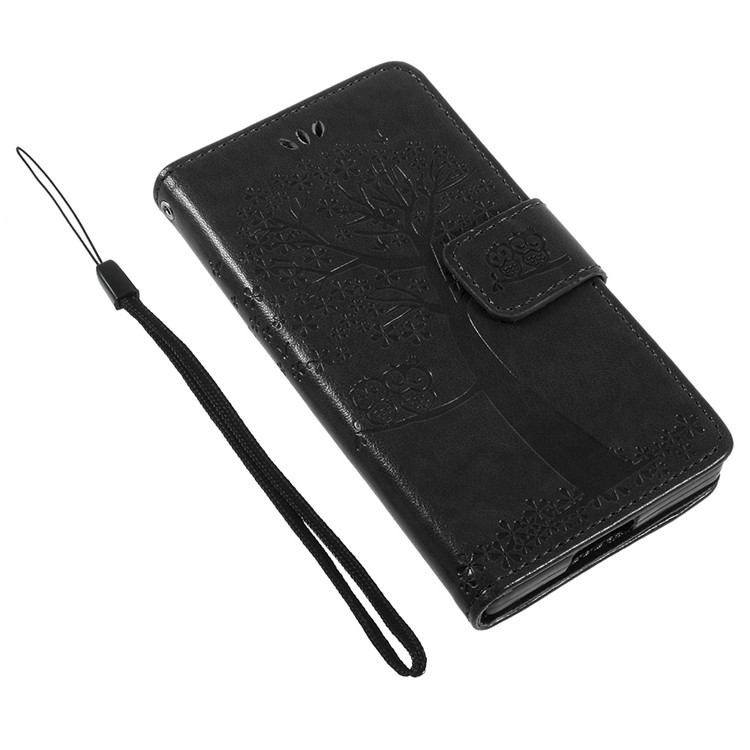 Imprint Tree Búho Cartera de cuero para Sony Xperia XZ1 Compact - Negro-7