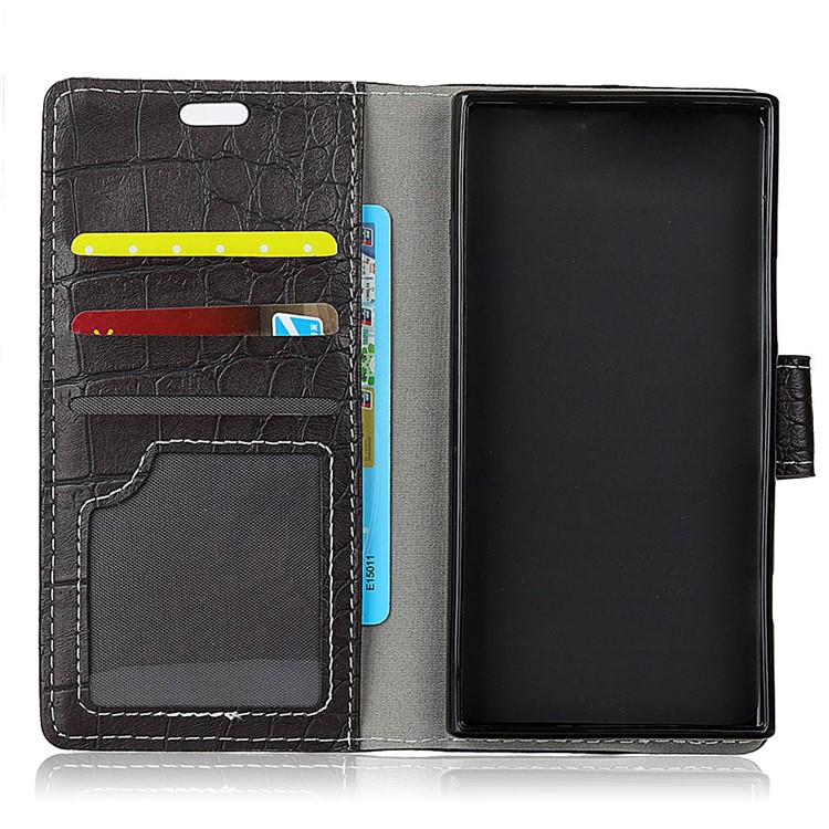 Crocodile Texture PU Leather Wallet Stand Phone Case for Sony Xperia XZ1 - Black-4