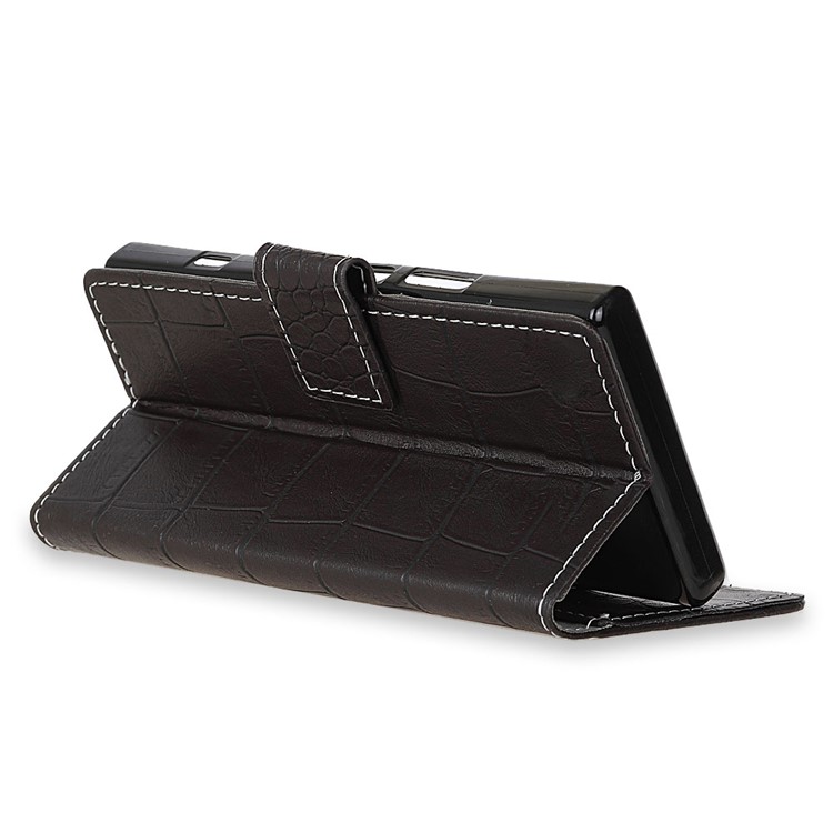 Crocodile Texture PU Leather Wallet Stand Phone Case for Sony Xperia XZ1 - Black-6