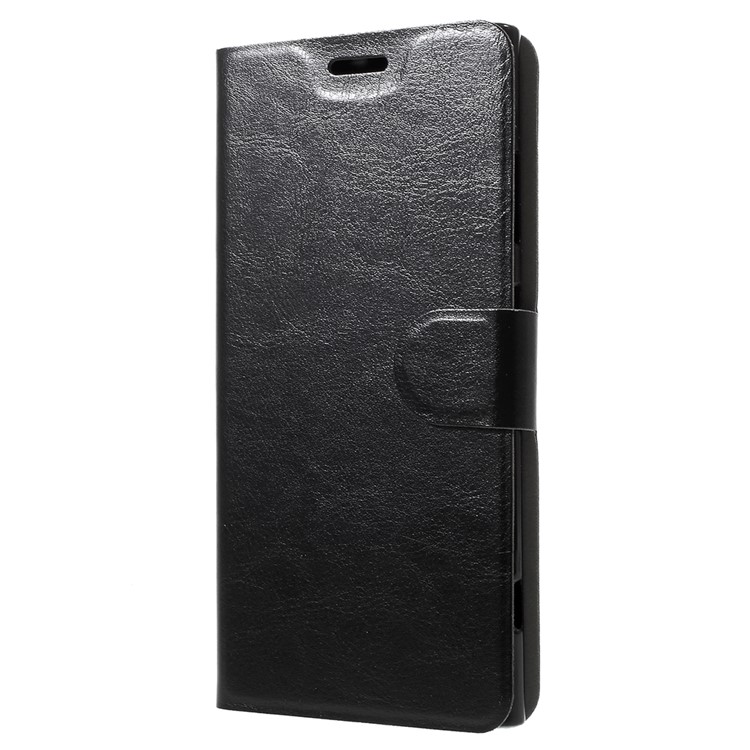 Crazy Horse Wallet Magnetic Stand Leather Case (Built-in Steel Sheet) for Sony Xperia XA1 Plus - Black-2
