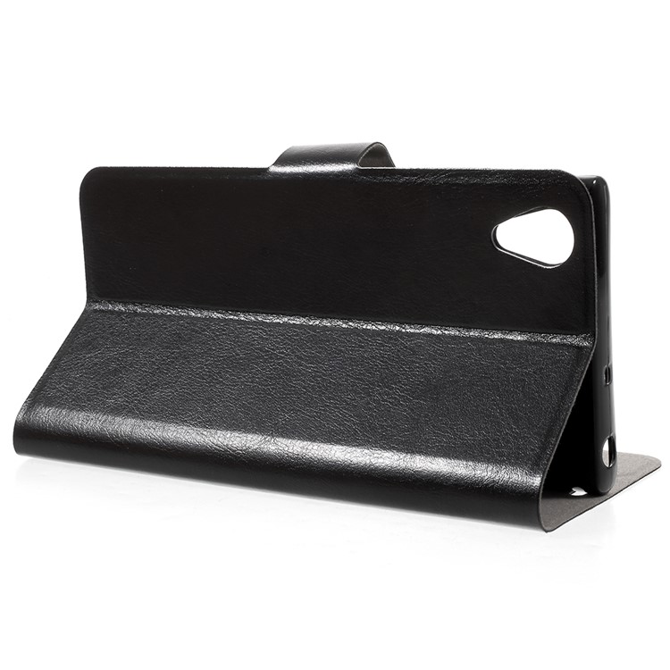 Crazy Horse Wallet Magnetic Stand Leather Case (Built-in Steel Sheet) for Sony Xperia XA1 Plus - Black-4