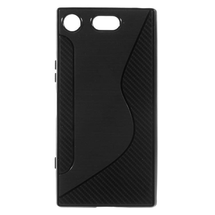 S forma cepillado TPU teléfono caso para Sony Xperia XZ1 Compact - Negro-1