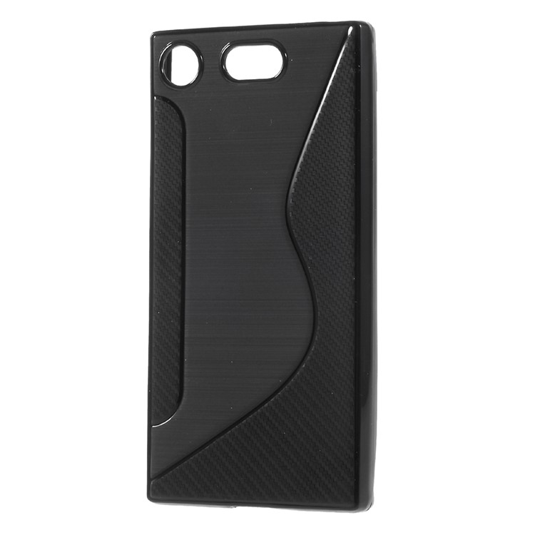 S forma cepillado TPU teléfono caso para Sony Xperia XZ1 Compact - Negro-2