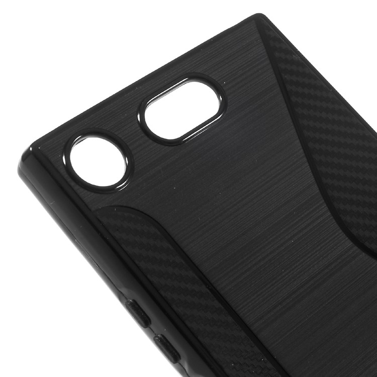 S forma cepillado TPU teléfono caso para Sony Xperia XZ1 Compact - Negro-4