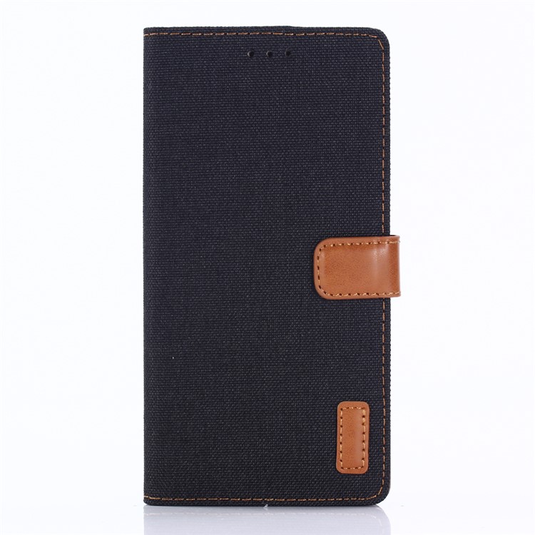 Jeans Cloth Wallet Leather Stand Case for Sony Xperia XZ1 - Black-1