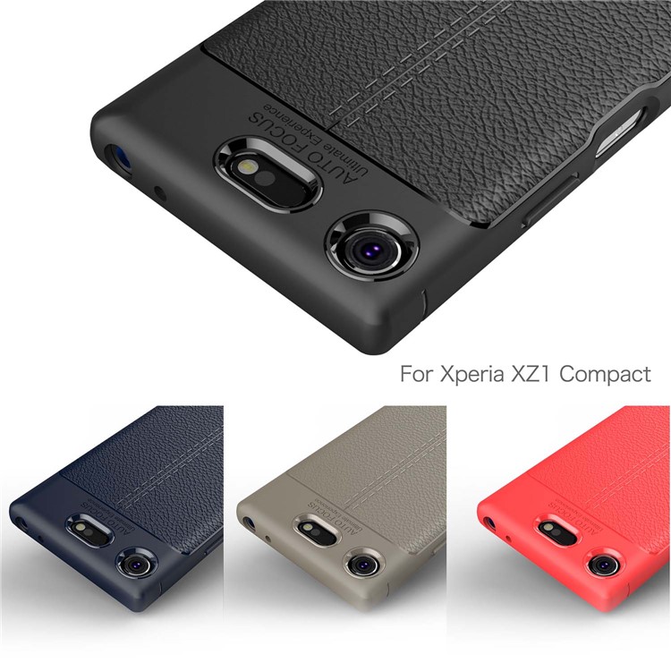 Litchi Skin PU Leather Coated TPU Phone Shell for Sony Xperia XZ1 Compact - Black-14