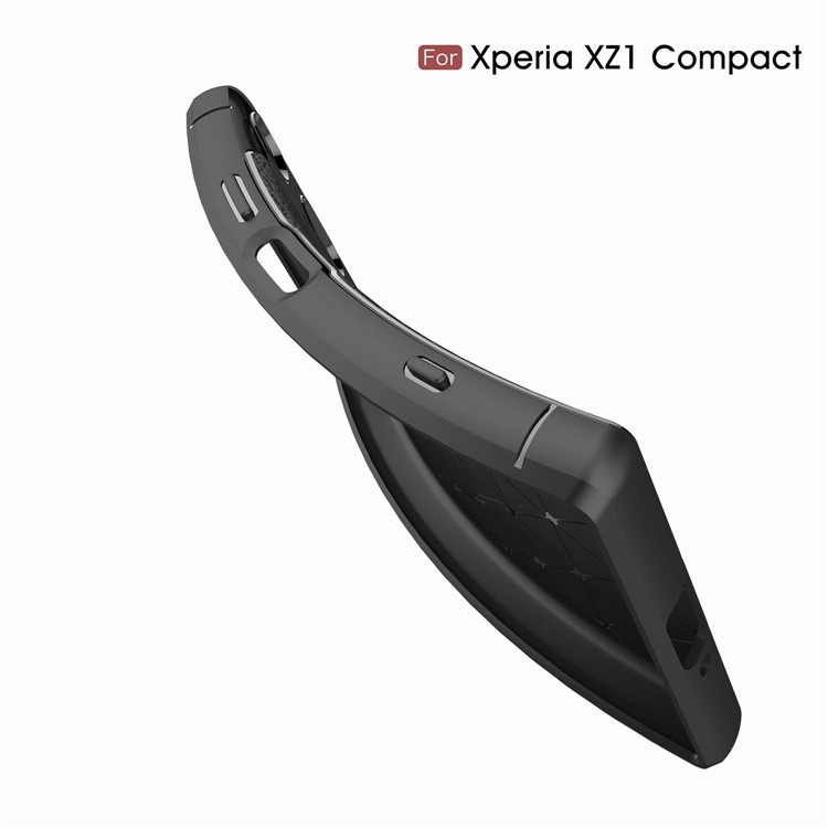 Litchi Skin PU Leather Coated TPU Phone Shell for Sony Xperia XZ1 Compact - Black-9