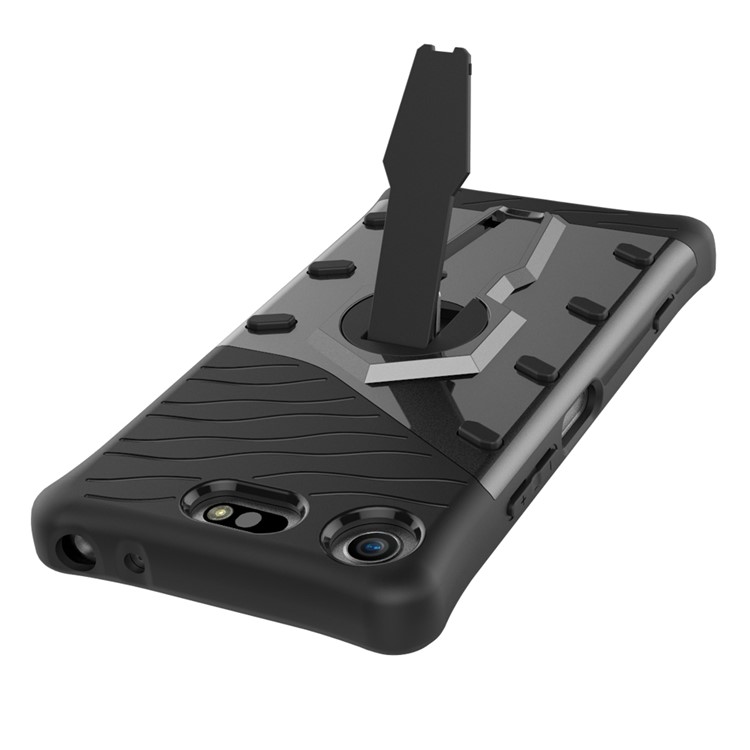 Carcasa Desmontable Combinada Suave Del Plástico TPU + Del Plástico Con El Kickstand Rotatorio De 360 ??grados Para El Compacto De Sony Xperia XZ1 - Gris-11