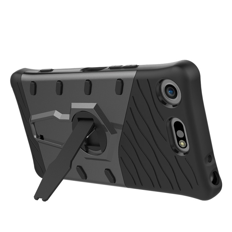 Carcasa Desmontable Combinada Suave Del Plástico TPU + Del Plástico Con El Kickstand Rotatorio De 360 ??grados Para El Compacto De Sony Xperia XZ1 - Gris-12