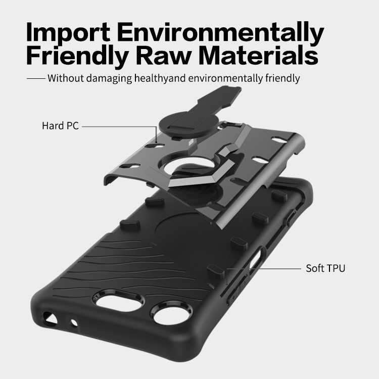 Carcasa Desmontable Combinada Suave Del Plástico TPU + Del Plástico Con El Kickstand Rotatorio De 360 ??grados Para El Compacto De Sony Xperia XZ1 - Gris-16
