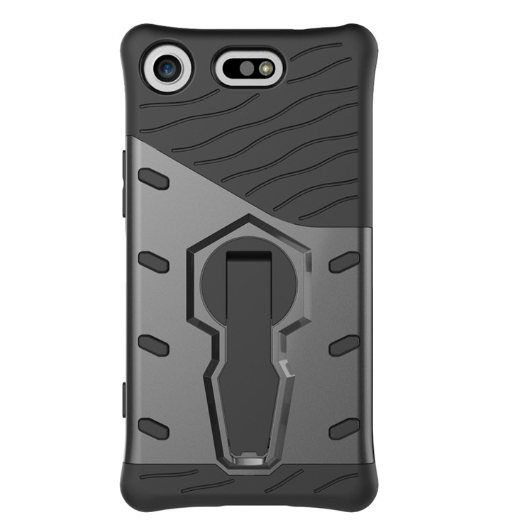 Carcasa Desmontable Combinada Suave Del Plástico TPU + Del Plástico Con El Kickstand Rotatorio De 360 ??grados Para El Compacto De Sony Xperia XZ1 - Gris-3