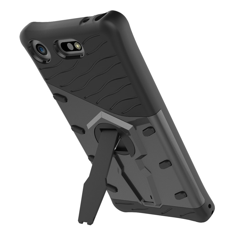 Carcasa Desmontable Combinada Suave Del Plástico TPU + Del Plástico Con El Kickstand Rotatorio De 360 ??grados Para El Compacto De Sony Xperia XZ1 - Gris-8