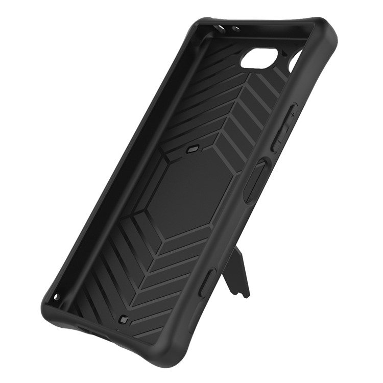 Carcasa Desmontable Combinada Suave Del Plástico TPU + Del Plástico Con El Kickstand Rotatorio De 360 ??grados Para El Compacto De Sony Xperia XZ1 - Gris-9