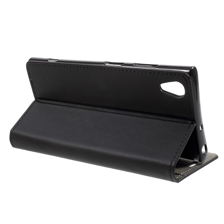 Flip PU Leather Wallet Stand Case for Sony Xperia XA1 Plus - Black-4