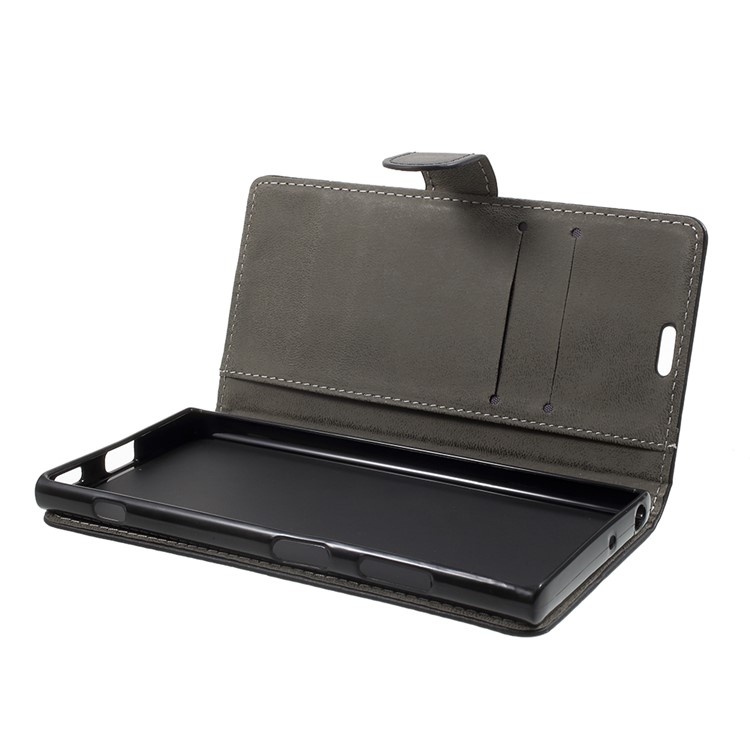 Flip PU Leather Wallet Stand Case for Sony Xperia XA1 Plus - Black-7