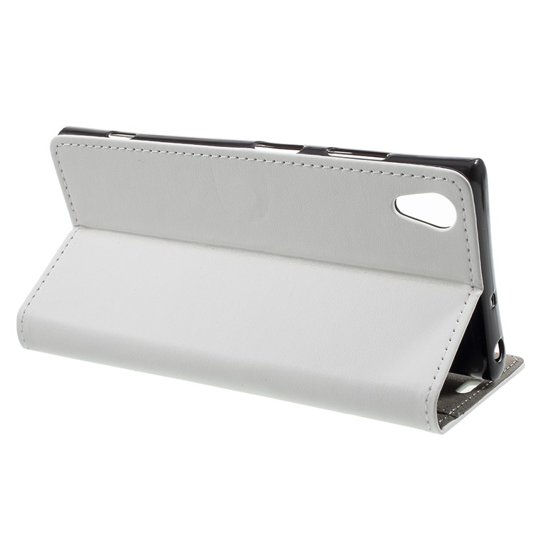 Flip PU Leather Wallet Stand Cover for Sony Xperia XA1 Plus - White-4